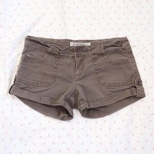 y2k garage brown low rise mini shorts double button cuffed